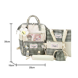 General Ensemble de 5 sacs à dos kawaii en toile pour femmes, style coréen, mignons et adaptés aux adolescentes et étudiantes. Grande capacité, format enveloppe, idéal pour les voyages et les sorties.~00961