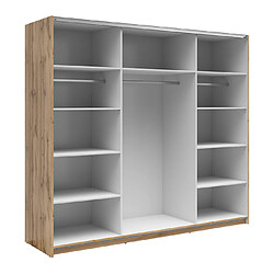 Pegane Armoire coulissante avec miroir - Chêne