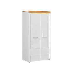 Pegane Armoire 2 portes LED - Chêne