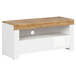 Pegane Meuble TV avec tiroir et étagère - Blanc chêne wotan