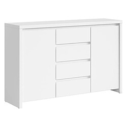 Pegane Commode buffet 2 portes 4 tiroirs - Blanc