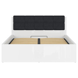 Acheter Pegane Lit coffre 160x200 avec sommier coffre et tête de lit capitonnée noir, coloris Blanc brillant - Longueur 204,5 x Profondeur 169 x Hauteur 95/40,5 cm