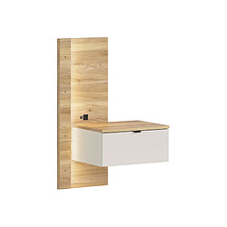 Acheter Pegane Lit double 160x200 avec 2 chevets à LED+USB , coloris Chêne mauvella/Beige - Longueur 310,5 x Profondeur 167 x Hauteur 110/42,5 cm