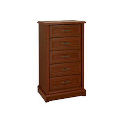 Pegane Chiffonnier 5 tiroirs chambre - Châtaignier