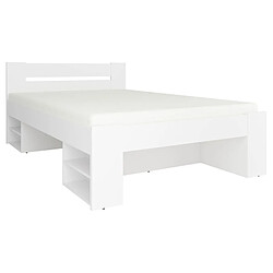 Pegane Lit simple 1 place 140 x 200 cm pour enfant avec des étagères de rangement coloris Blanc - Longueur 204,5 x Largeur 145,5 x Hauteur 47,5-85,5 cm