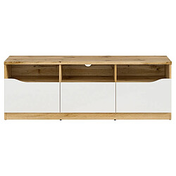 Avis Pegane Meuble TV 3 tiroirs - Chêne wotan et blanc
