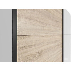 Acheter Pegane Armoire 2 portes coulissantes - Blanc et chêne