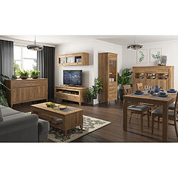 Pegane Vitrine bibliothèque LED - Bois clair