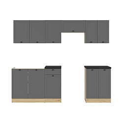 Pegane Cuisine complète 240 cm - Gris graphite