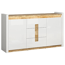 Pegane Commode 2 portes 3 tiroirs - Chêne clair