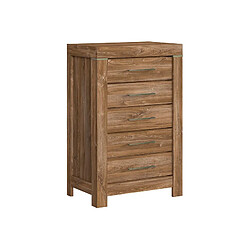 Pegane Commode 5 tiroirs design - Chêne