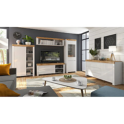 Pegane Vitrine bibliothèque 2 portes - Blanc/chêne