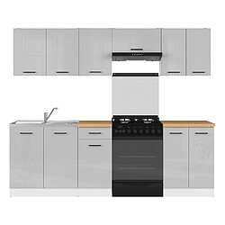 Pegane Cuisine complète 240 cm - Blanc et gris clair