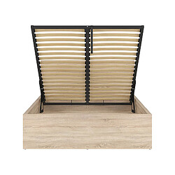 Acheter Pegane Lit adule 140x200 Lit coffre 2 places avec sommier et rangement, coloris chêne Sonoma - Longueur 204,5 x Profondeur 149 x Hauteur 95/40,5 cm