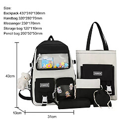 General Ensemble de 5 sacs à dos kawaii en toile pour femmes, style coréen, mignons et adaptés aux adolescentes et étudiantes. Grande capacité, format enveloppe, idéal pour les voyages et les sorties.~00965