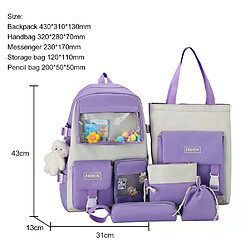 General Ensemble de 5 sacs à dos kawaii en toile pour femmes, style coréen, mignons et adaptés aux adolescentes et étudiantes. Grande capacité, format enveloppe, idéal pour les voyages et les sorties.~00964