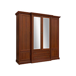 Pegane Armoire 6 portes avec miroir - Châtaignier