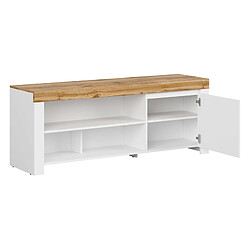 Avis Pegane Meuble TV bas 1 porte - Blanc chêne