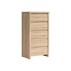 Pegane Commode chiffonnier 5 tiroirs - Chêne