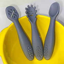 Babireva Set de 3 cuillères d'apprentissage pour bébé en silicone