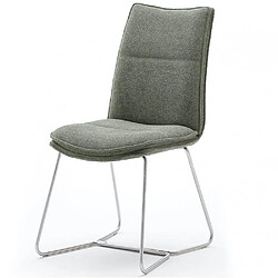 Inside 75 Lot de 2 chaises design HALSOU tissu olive et pieds acier brossé