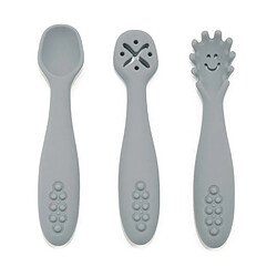 Babireva Set de 3 cuillères d'apprentissage pour bébé en silicone