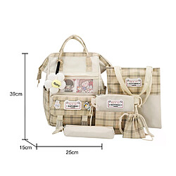 General Ensemble de 5 sacs à dos kawaii en toile pour femmes, style coréen, mignons et adaptés aux adolescentes et étudiantes. Grande capacité, format enveloppe, idéal pour les voyages et les sorties.~00962