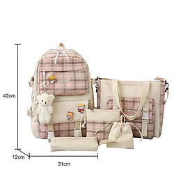 General Ensemble de 5 sacs à dos kawaii en toile pour femmes, style coréen, mignons et adaptés aux adolescentes et étudiantes. Grande capacité, format enveloppe, idéal pour les voyages et les sorties.~00958