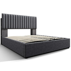 Acheter modfu Lit coffre 140x200 cm avec LED et USB Type-C, en lin, gris