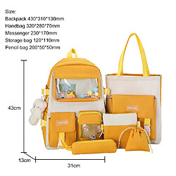 General Ensemble de 5 sacs à dos kawaii en toile pour femmes, style coréen, mignons et adaptés aux adolescentes et étudiantes. Grande capacité, format enveloppe, idéal pour les voyages et les sorties.~00963
