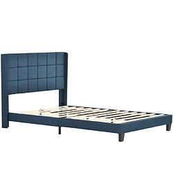 Acheter modfu Lit adulte 140x200 cm avec tête de lit, en lin, bleu