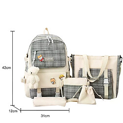 General Ensemble de 5 sacs à dos kawaii en toile pour femmes, style coréen, mignons et adaptés aux adolescentes et étudiantes. Grande capacité, format enveloppe, idéal pour les voyages et les sorties.~00956