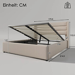 Avis modfu Lit coffre 160x200 cm avec sommier à lattes, en lin, beige