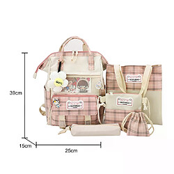 General Ensemble de 5 sacs à dos kawaii en toile pour femmes, style coréen, mignons et adaptés aux adolescentes et étudiantes. Grande capacité, format enveloppe, idéal pour les voyages et les sorties.~00960