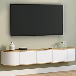 Meuble TV IDMarket NOEMI 113 Cm - Vintage, Bois Et Portes Noires, Pieds épingle
