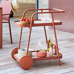 Hesperide Desserte de jardin à roulettes en aluminium EASINESS - Acajou