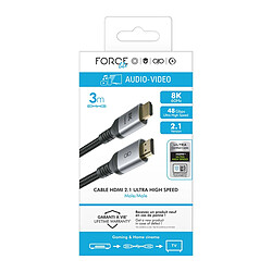 Force Power Câble HDMI Mâle vers HDMI Mâle Ultra High Speed 8K Conception tressé 3m Noir pas cher