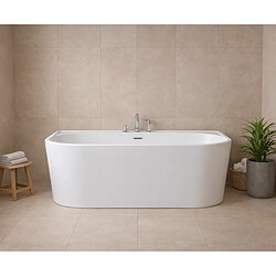 OTITEC Baignoire îlot avec vidage – 170 x 75 cm – Blanc brillant – OLIVIA