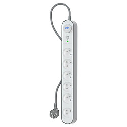 Force Power Multiprise 6 Voies Type E 1120J 1.5m avec Protection Parafoudre Blanc / Gris