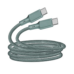 JUST GREEN Câble USB-C vers USB-C 3A Compatible Power Delivery 60W en Coton Tressé 2m Vert