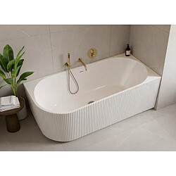 OTITEC Baignoire d’angle droite – 170 x 75 cm – Blanc brillant rainuré – PERLE