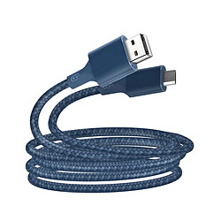 JUST GREEN Câble Micro-USB vers USB-A 2.1A Fast Charge en Coton Tressé 2m Bleu