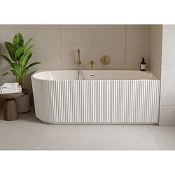 OTITEC Baignoire d’angle droite – 170 x 75 cm – Blanc brillant rainuré – PERLE