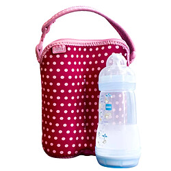 Acheter Built Sac Isotherme Zippé pour Deux Biberons Motif Pois avec Sangle Amovible Rose