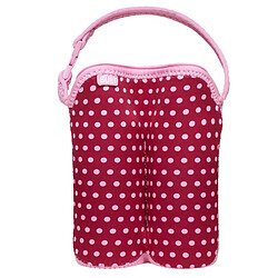Built Sac Isotherme Zippé pour Deux Biberons Motif Pois avec Sangle Amovible Rose