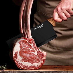 Cheffinger Set de Couteaux 7 Pièces Manches Aspect Bois avec Support Noir