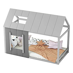 STILVORA Lit d’enfant maison 90×200 cm avec toit et fenêtre, cadre stable
