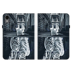 Housse pour Samsung Galaxy Tab S11 Motif Floral avec Support et Porte-Stylet TPU Souple, Noir Blanc