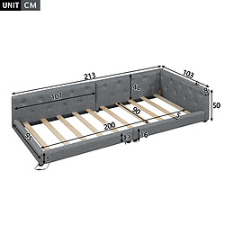 STILVORA Lit de jour en lin avec LED 90x200 cm, Gris pas cher