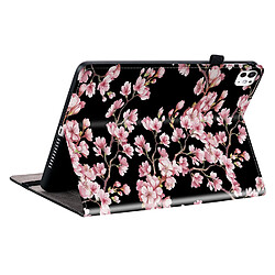 Housse pour iPad Pro 13 2024 Motif Floral avec Support et Porte-Stylet TPU Souple, Rose